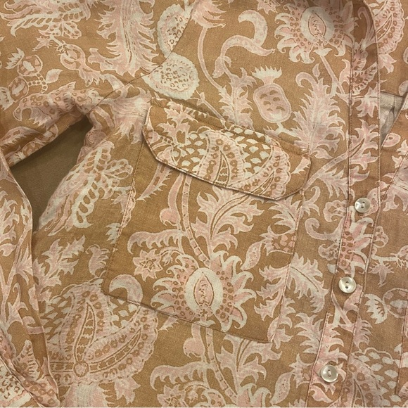 Roller Rabbit Floral Linen Button Down Top Size XS - Picture 3 of 10